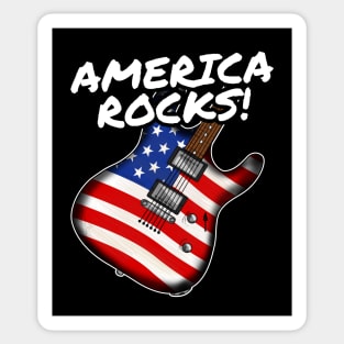 4th July Guitar America Rocks USA Flag Guitarist Sticker